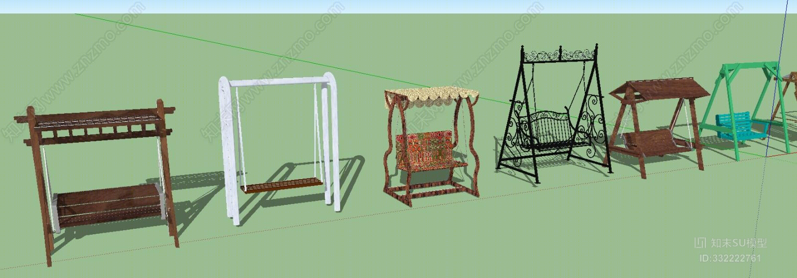 各种秋千摇椅游乐场SU模型下载【ID:332222761】