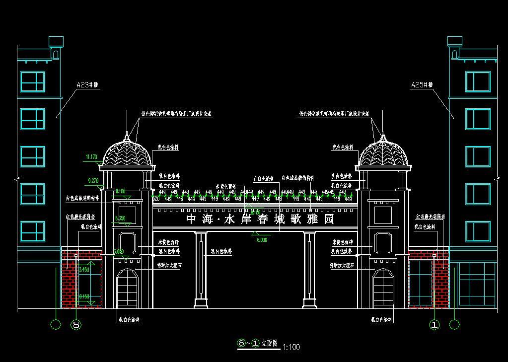 欧式中式大门CAD施工图大样图7套cad施工图下载【ID:331188719】