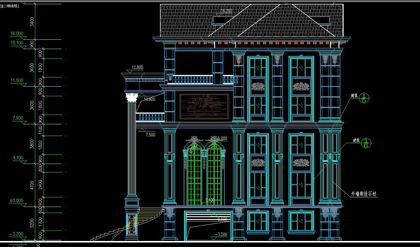 豪华大理石别墅建筑CAD施工图施工图下载【ID:529973499】