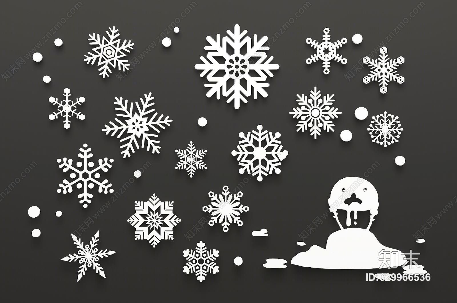 现代雪花雪人3D模型下载【ID:629966536】