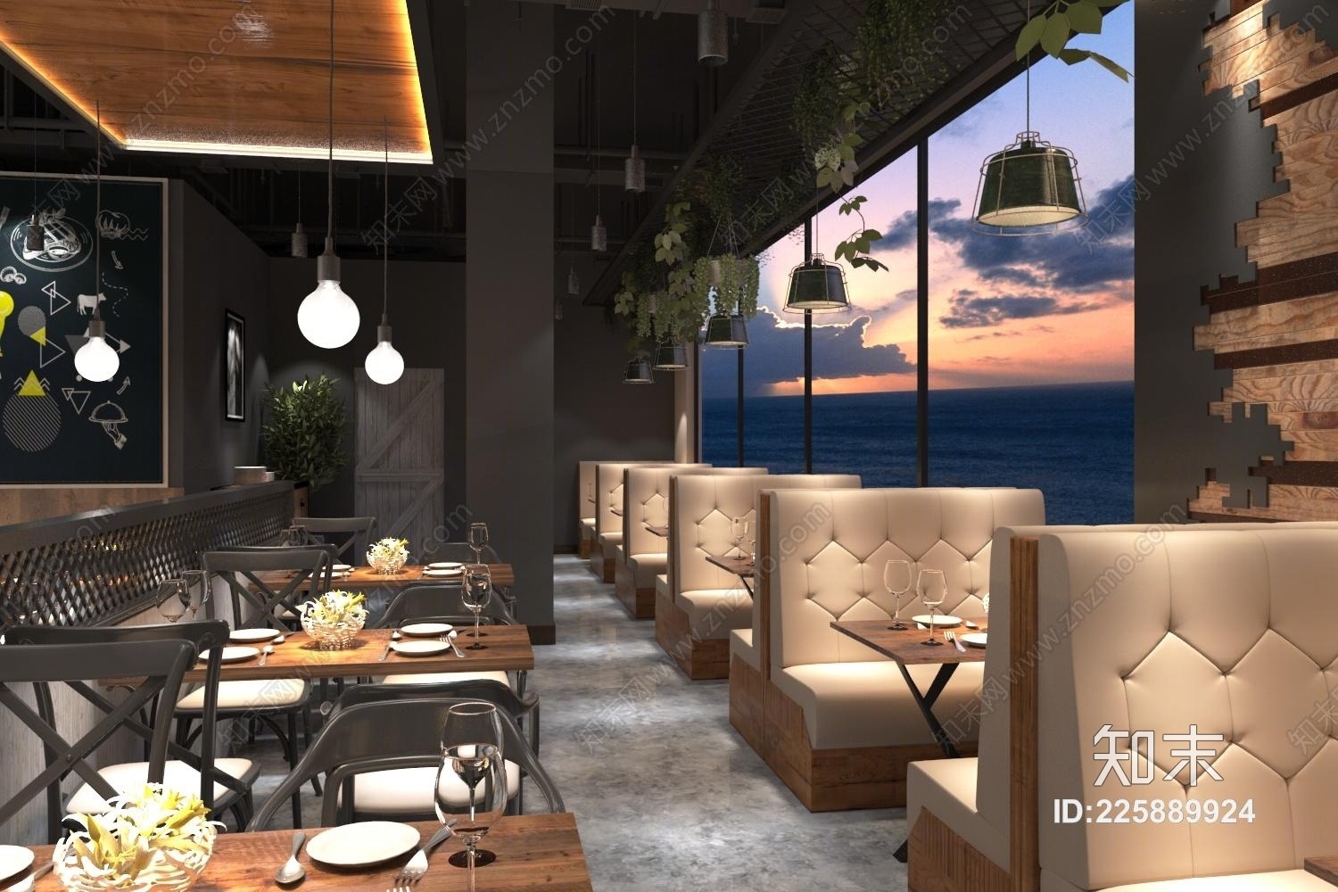 现代西餐厅3D模型下载【ID:225889924】