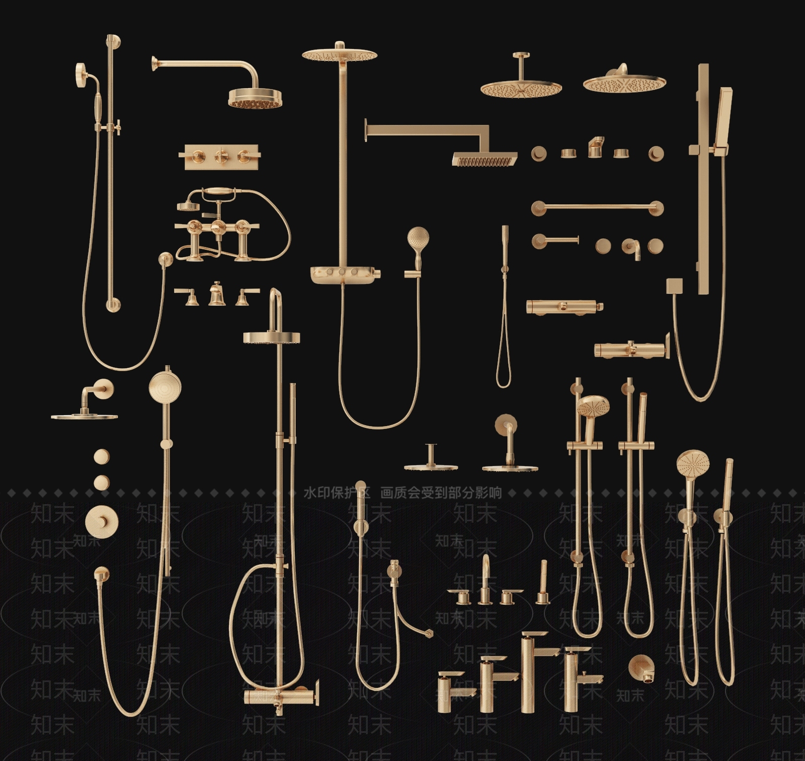 现代淋浴花洒3D模型下载【ID:733020530】