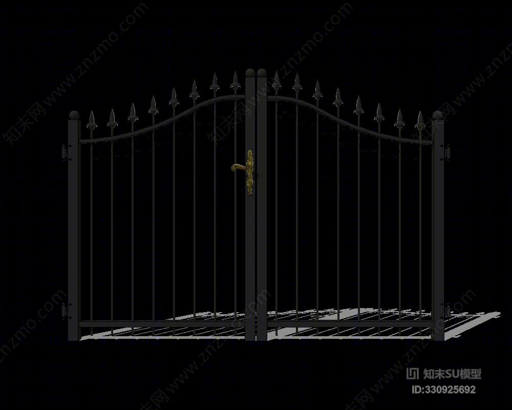 铁艺大门铁门SU模型下载【ID:330925692】