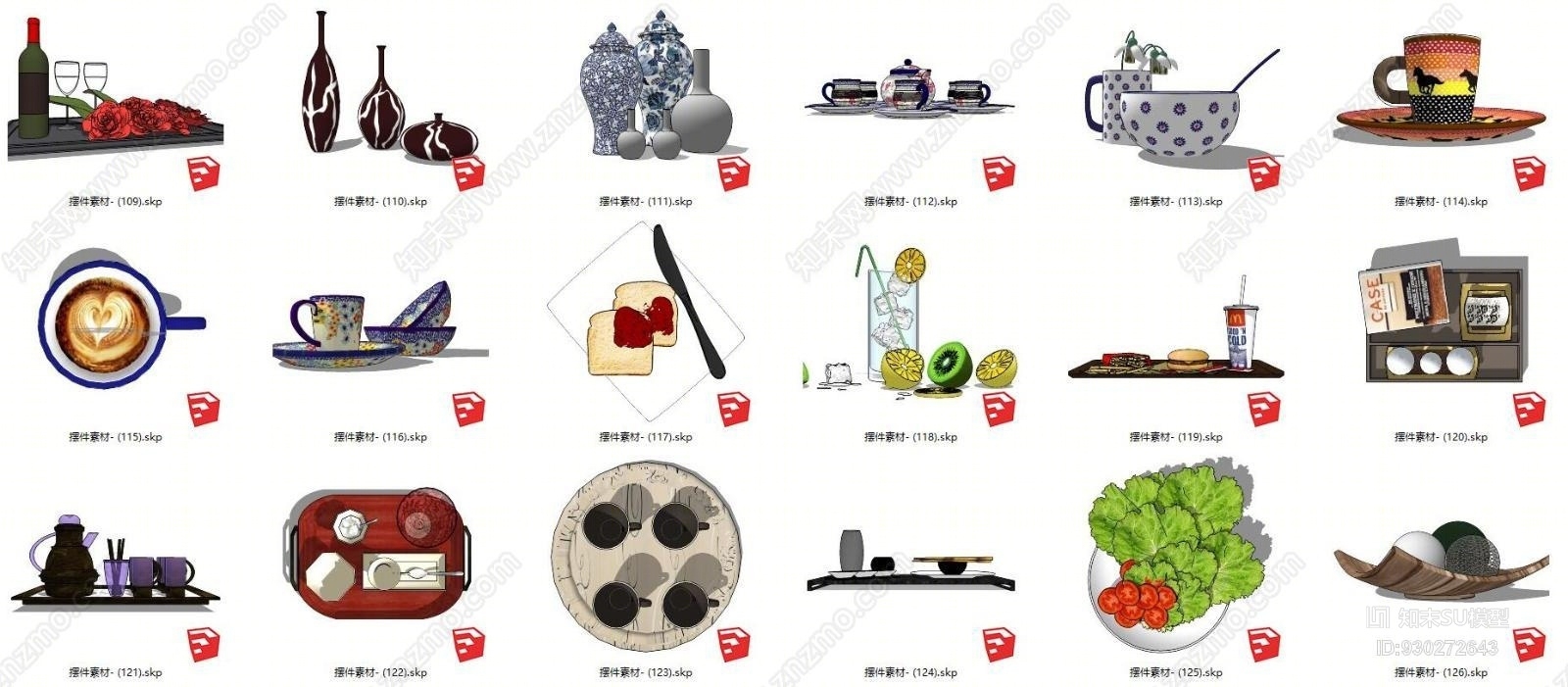 室内家工装花瓶工艺品雕塑挂画挂饰组合装饰摆件素材库18ge滑雪板SU模型下载【ID:930272643】