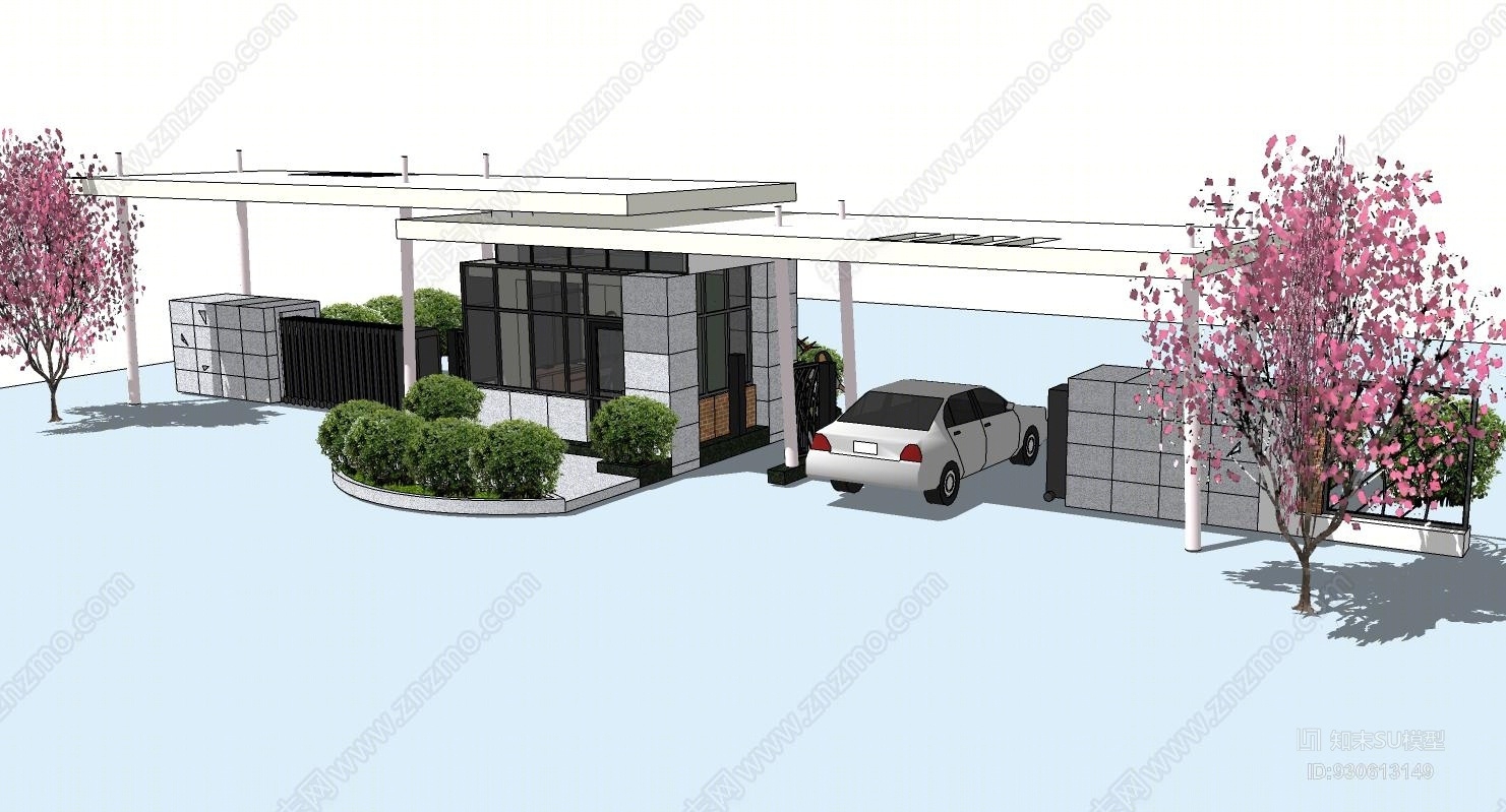 现代大门入口岗亭SU模型下载【ID:930613149】