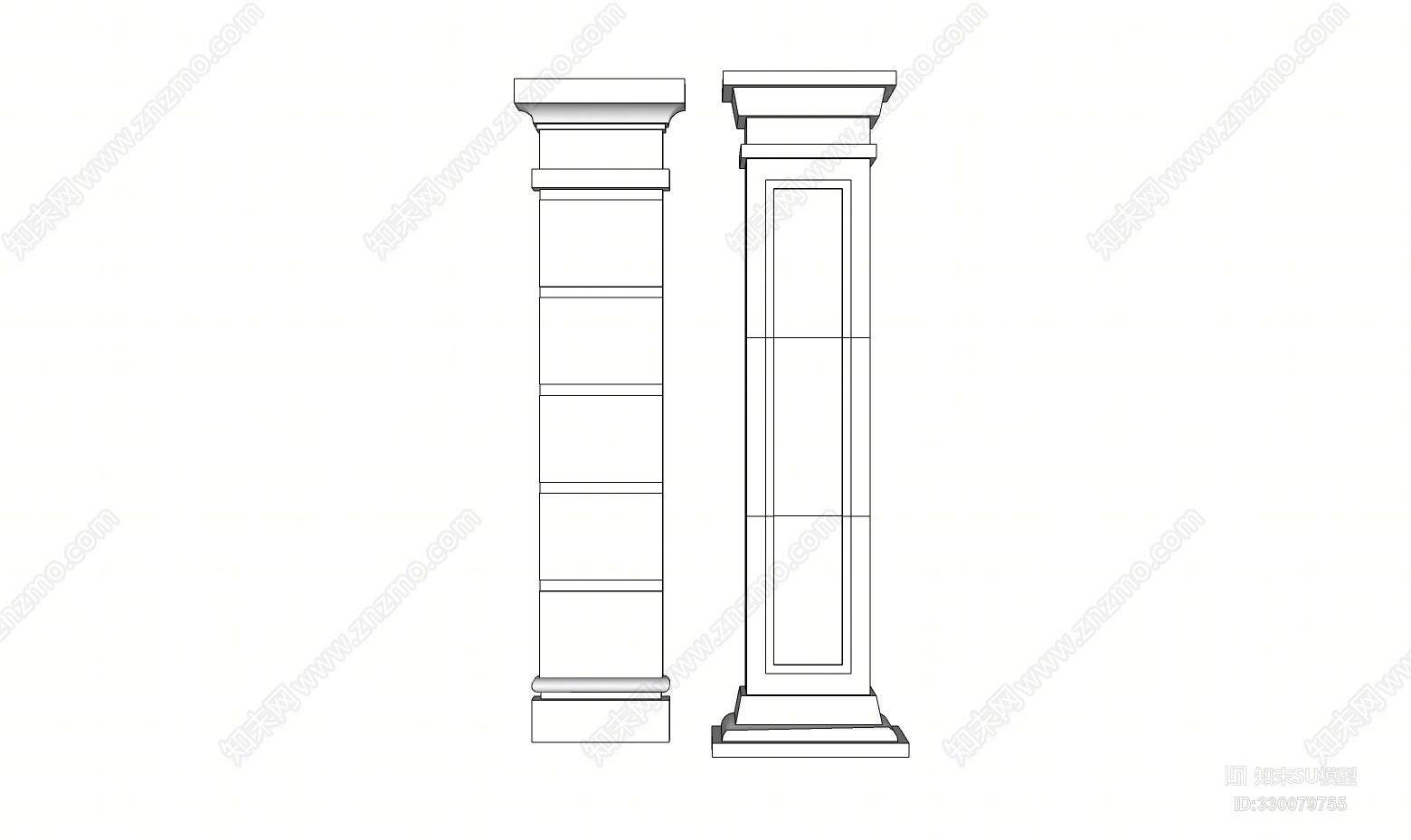 SU草图大师模型欧式构件罗马柱SU模型下载【ID:330079755】