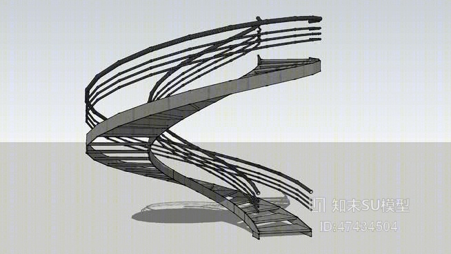 旋转楼梯SU模型下载【ID:417978466】