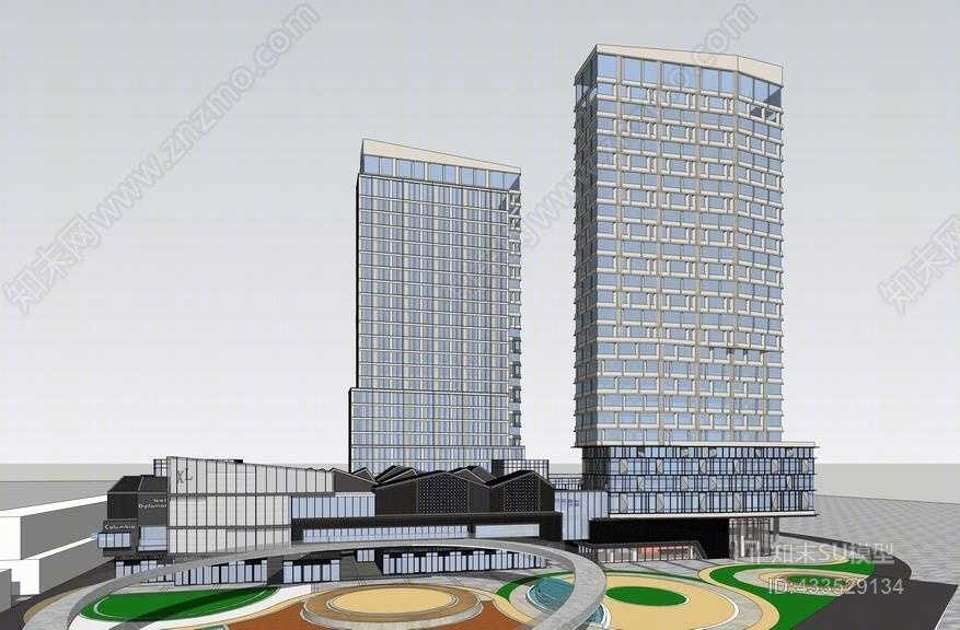 长沙城市广场+商业综合体SU模型下载【ID:433529134】