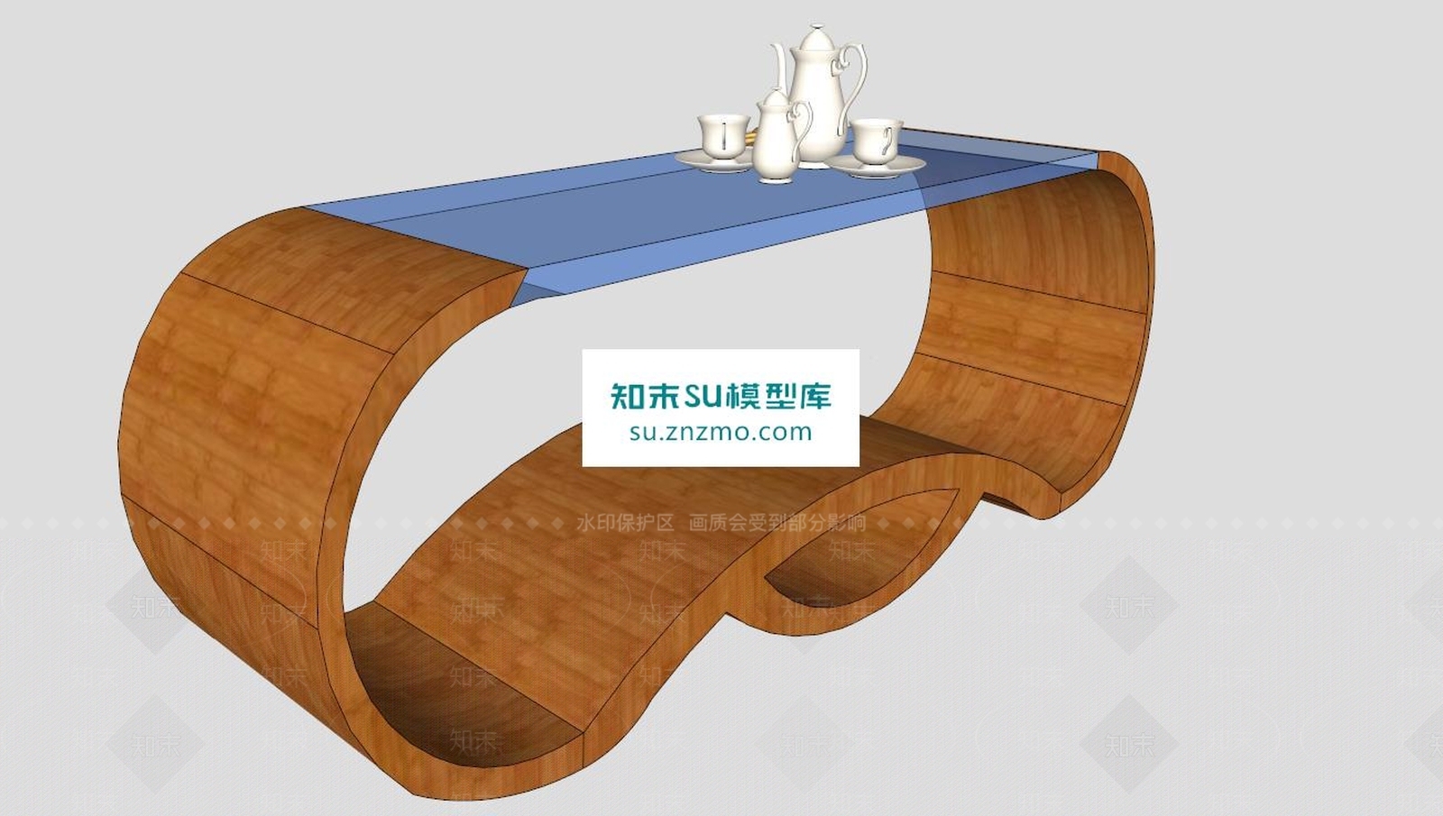 咖啡桌茶具SU模型下载【ID:173017135】