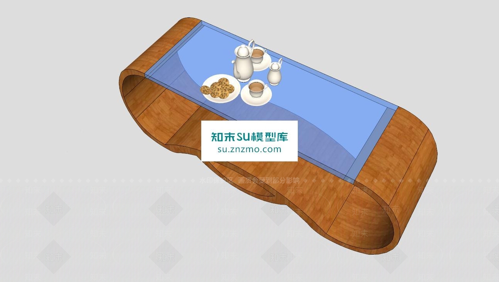 咖啡桌茶具SU模型下载【ID:173017135】
