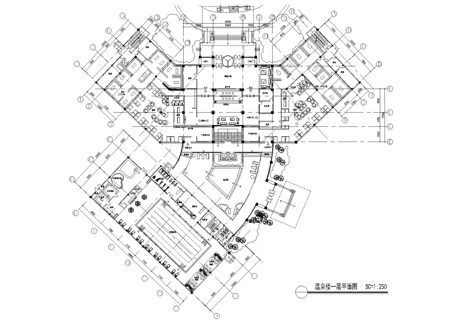 苏州温泉度假酒店施工图+景观及建筑效果图cad施工图下载【ID:160731126】