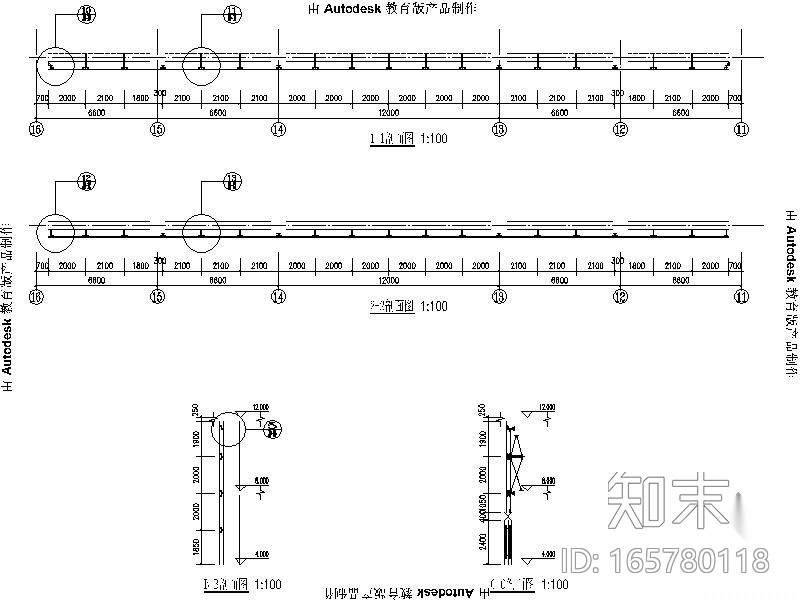 某总部办公基地玻璃幕墙施工图cad施工图下载【ID:165780118】