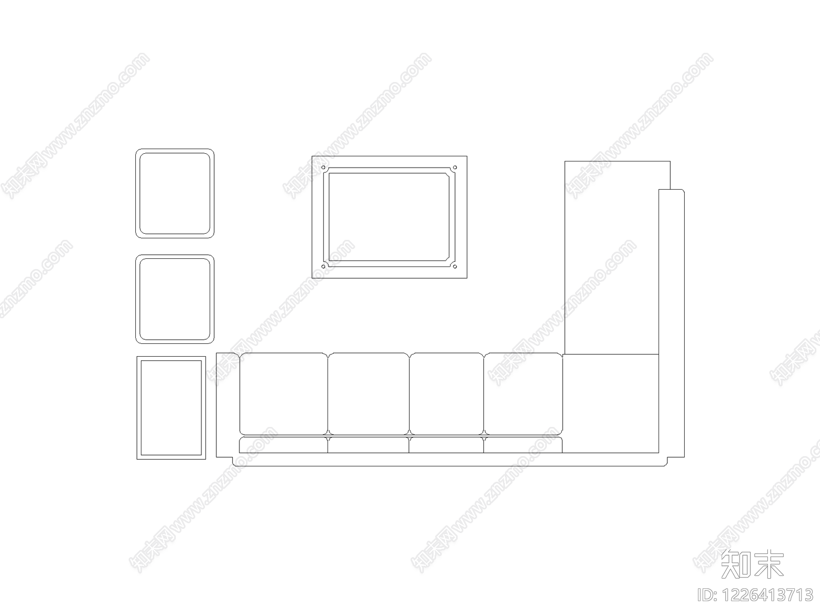 沙发cad施工图下载【ID:1226413713】