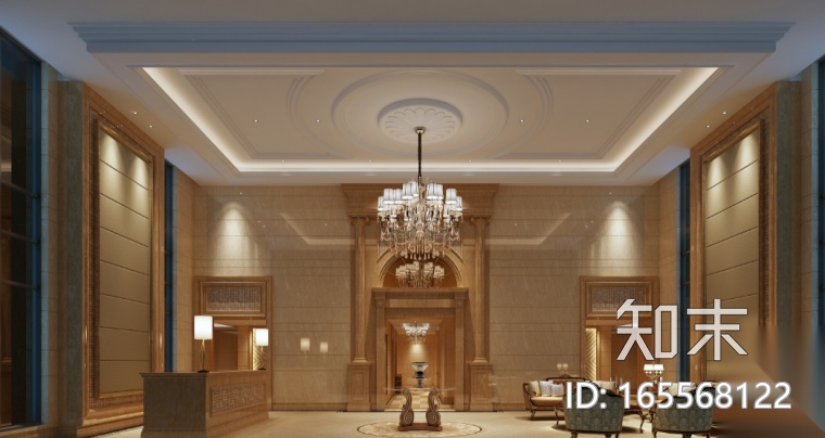[福建]欧式风格名城电梯厅设计施工图+效果图cad施工图下载【ID:165568122】