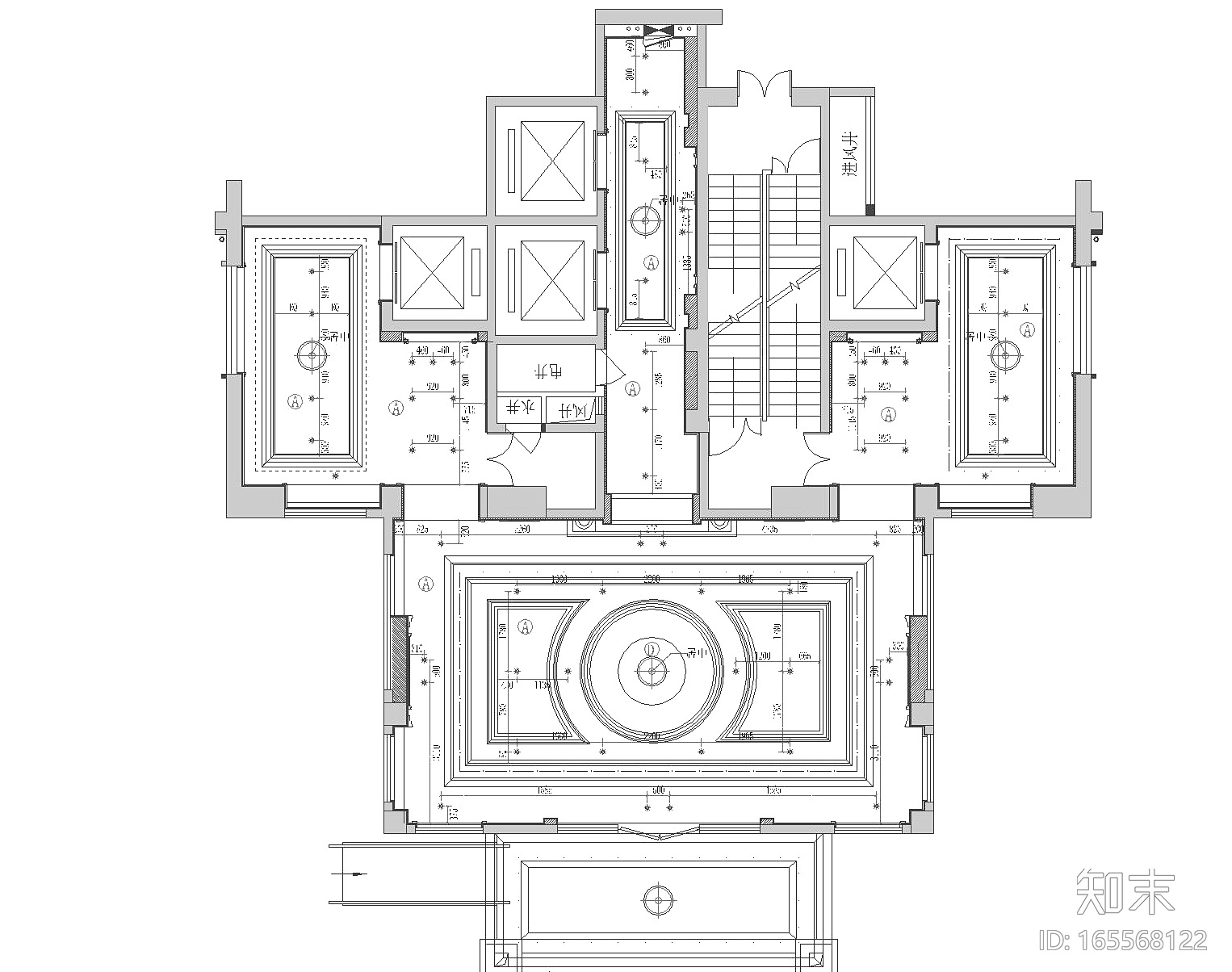 [福建]欧式风格名城电梯厅设计施工图+效果图cad施工图下载【ID:165568122】