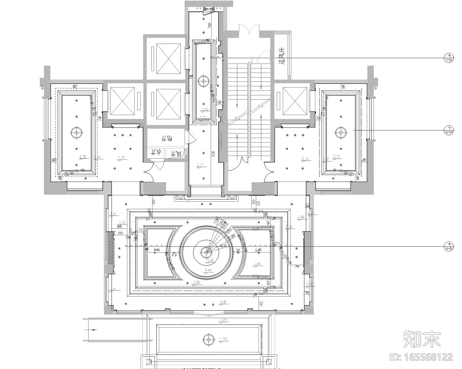 [福建]欧式风格名城电梯厅设计施工图+效果图cad施工图下载【ID:165568122】
