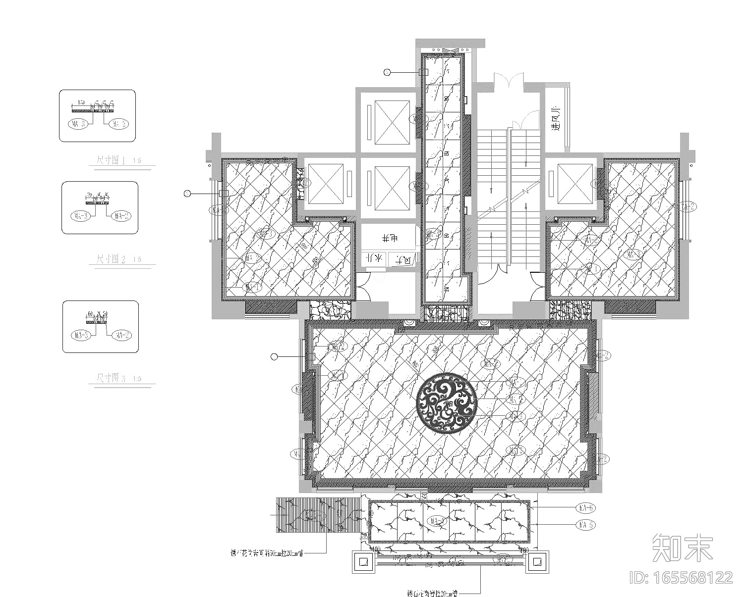 [福建]欧式风格名城电梯厅设计施工图+效果图cad施工图下载【ID:165568122】
