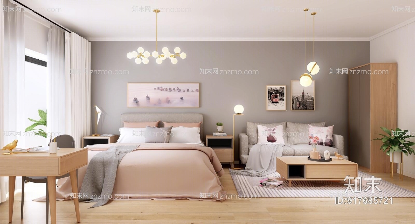 北欧单身公寓3D模型下载【ID:917685721】