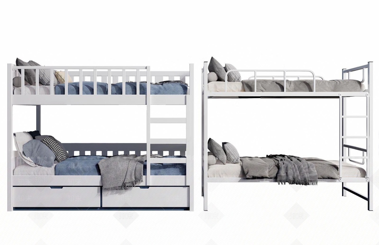 现代上下铺儿童双层床3D模型下载【ID:1116069079】