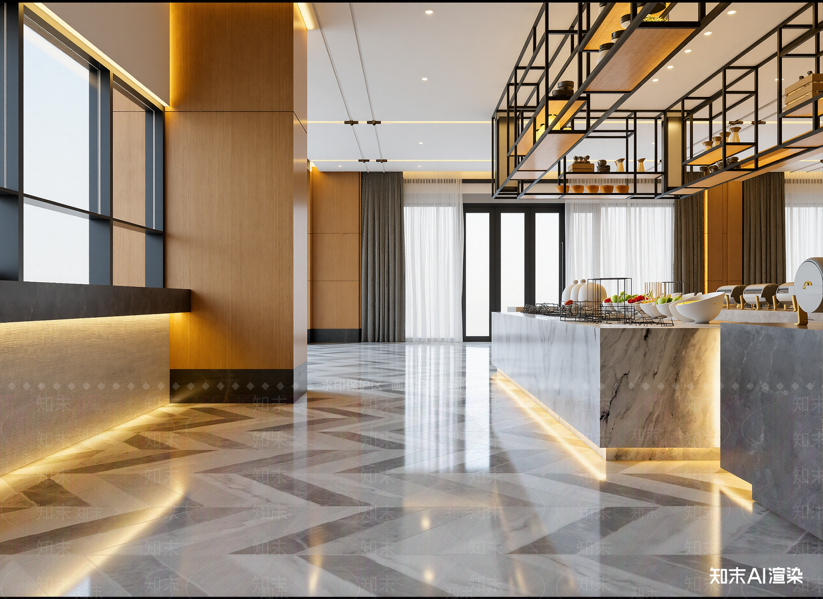 新中式酒店大堂3D模型下载【ID:1214724972】