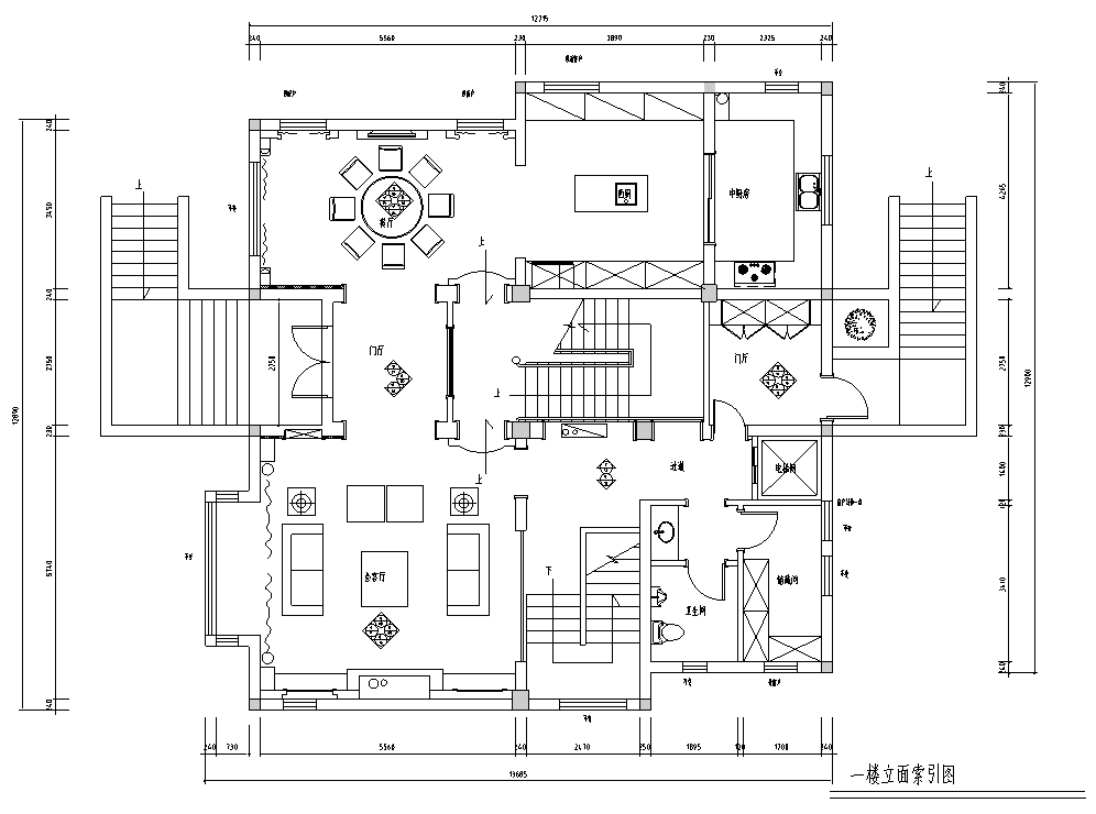 [广东]深圳四层翡翠华庭别墅装修设计施工图施工图下载【ID:180359127】