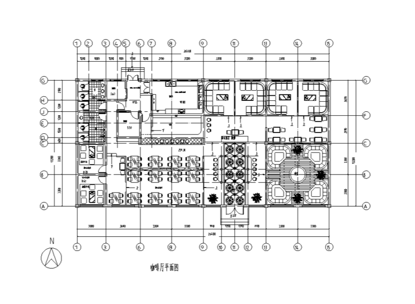 长26.4米宽13.2米单层藏式咖啡厅装修施工图cad施工图下载【ID:161764138】