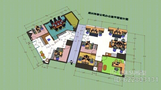 企业内部设计办公室SU模型下载【ID:622803131】