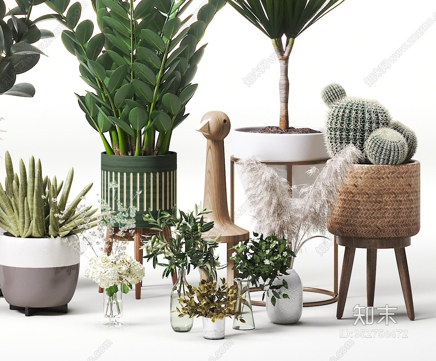 北欧植物盆栽3D模型下载【ID:352758872】_知末3d模型网