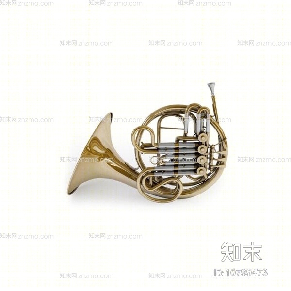 金色金属小号3D模型下载【ID:10799473】