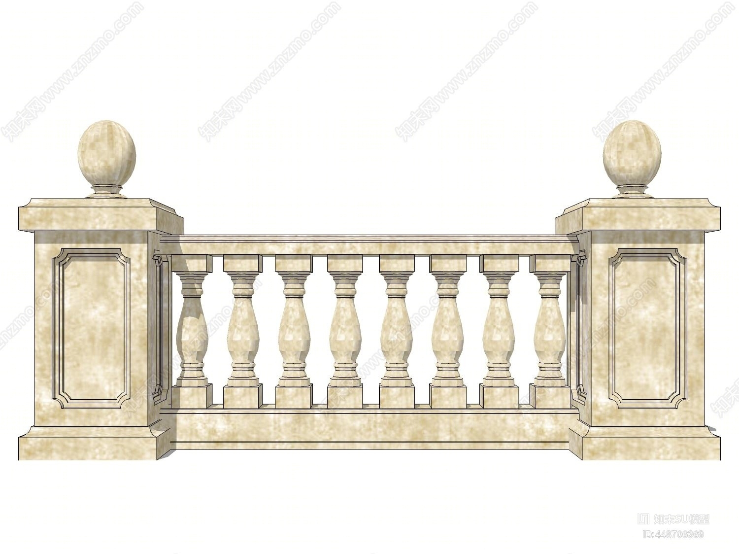 欧式风格大理石栏杆SU模型下载【ID:448706369】