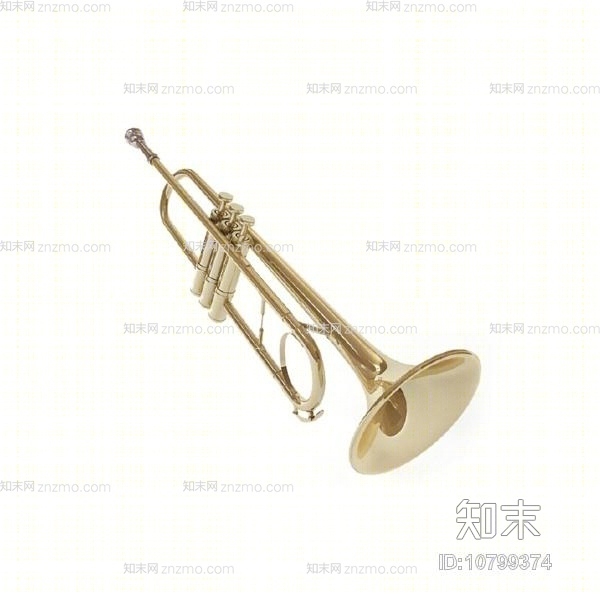 金色金属小号3D模型下载【ID:10799374】