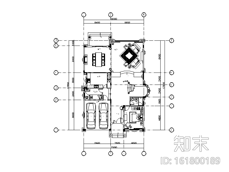 美式古典别墅设计CAD施工图cad施工图下载【ID:161800189】