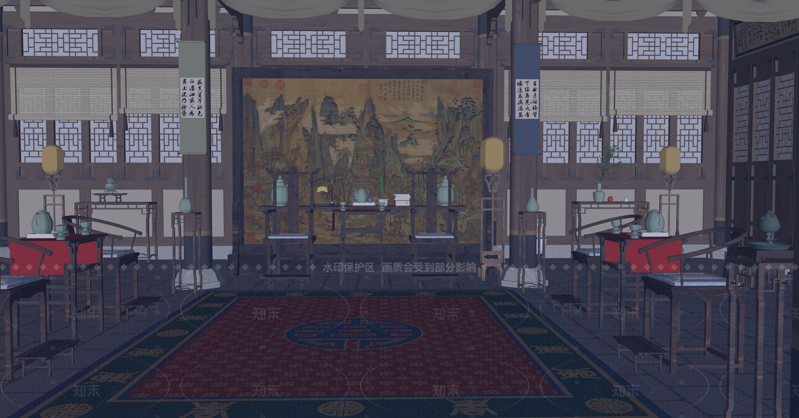 中式接待室SU模型下载【ID:1215992609】