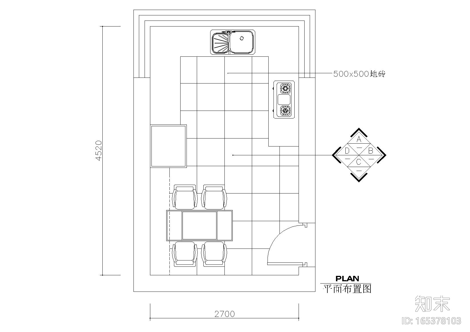 CAD室内设计施工图常用图块之厨房施工图下载【ID:165378103】