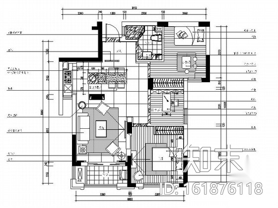 [杭州]现代简约三居室样板间装修图（含效果）cad施工图下载【ID:161876118】