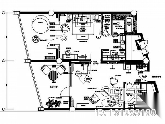 皇冠酒店标准套房施工图cad施工图下载【ID:161983190】