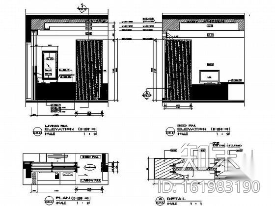 皇冠酒店标准套房施工图cad施工图下载【ID:161983190】