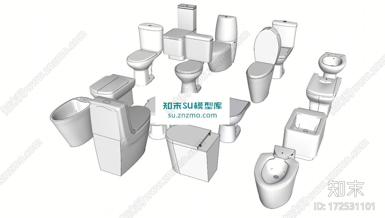 马桶SU模型下载【ID:172531101】