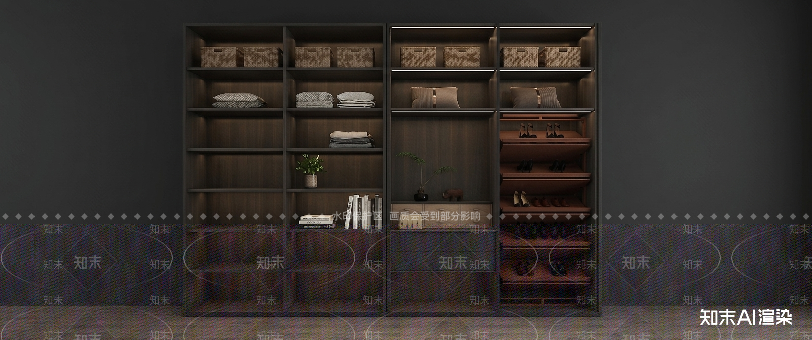 嵌入式鞋柜衣柜3D模型下载【ID:1227413620】