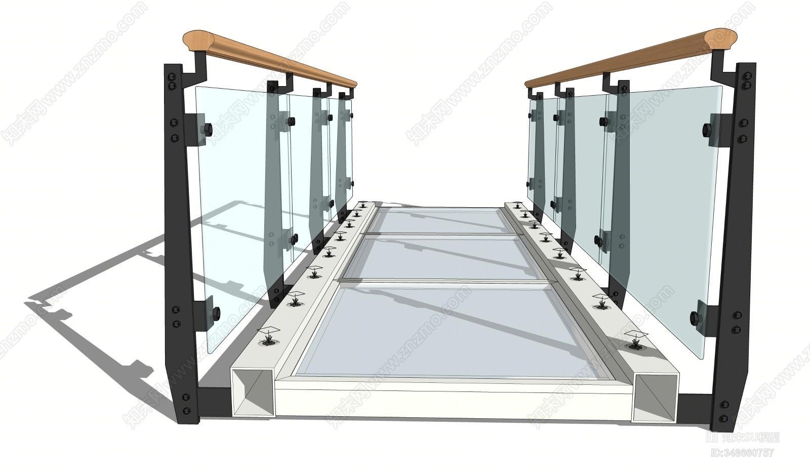 现代风格玻璃栏杆扶手SU模型下载【ID:348660757】