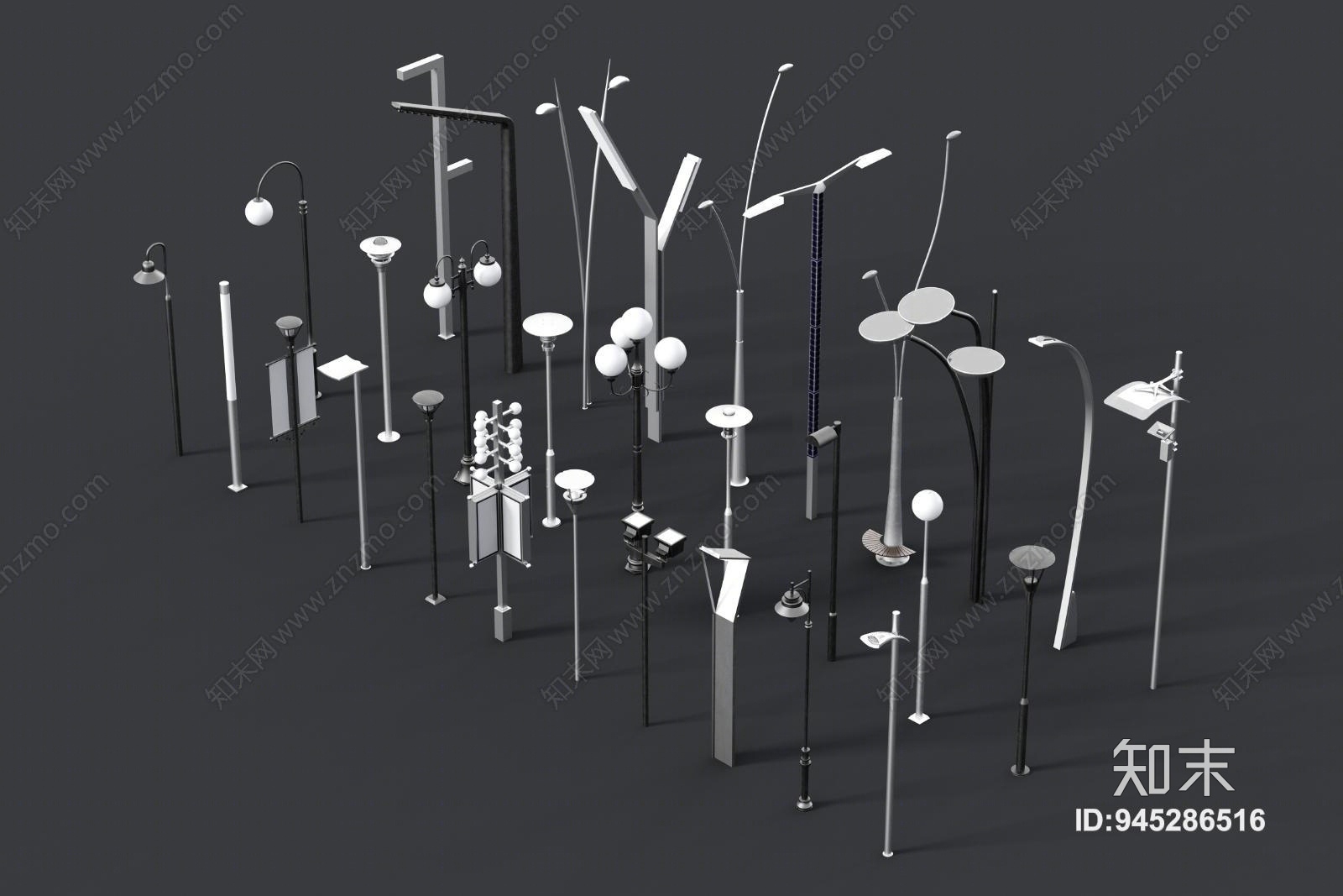 现代户外灯3D模型下载【ID:945286516】