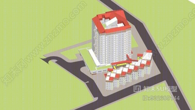 “广场”-位于沙捞越古晋达鲁尔哈纳的经济适用房综合体-最终设计尝试SU模型下载【ID:932605144】