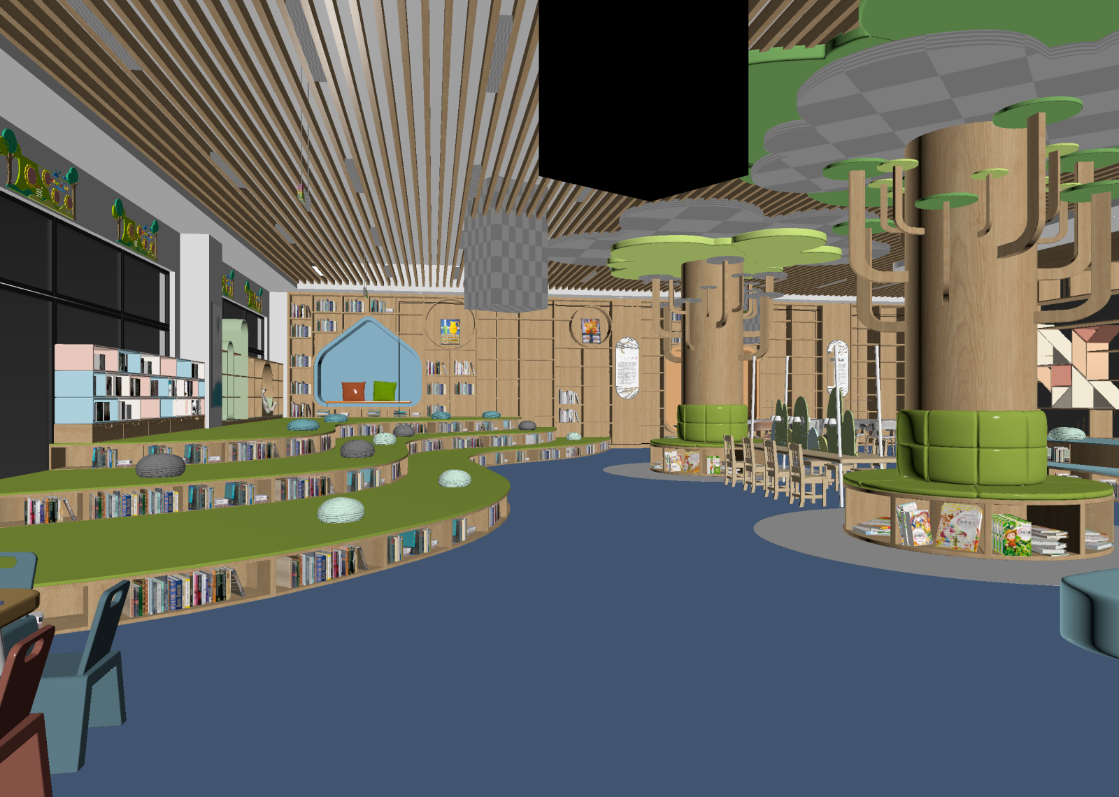 现代图书馆3D模型下载【ID:1214442111】