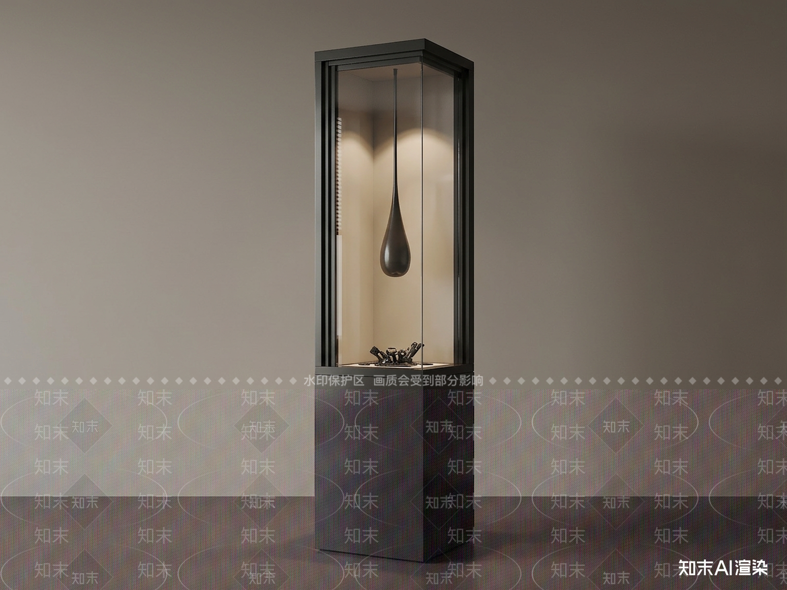 现代艺术展厅3D模型渲染效果图