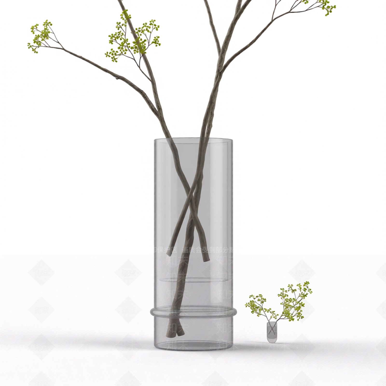 透明花瓶盆栽3D模型下载【ID:1206197361】
