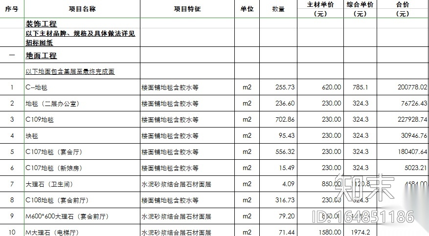 工装预算模板--酒店宾馆装修预算清单（14套）施工图下载【ID:164851186】