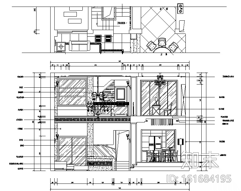 [江苏]现代简约风格联排别墅设计施工图（附效果图）cad施工图下载【ID:161684195】