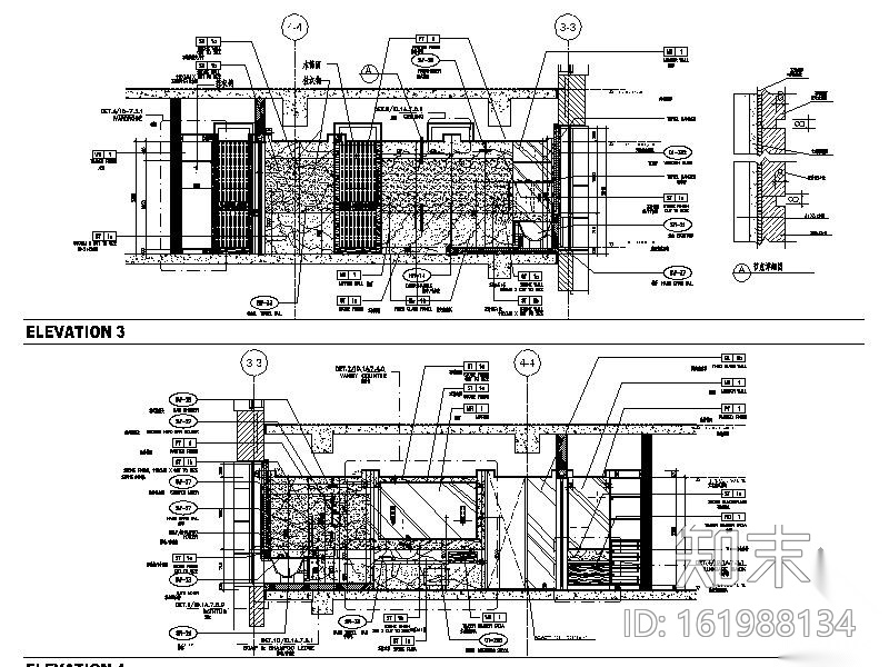 [北京]五星级酒店豪华A1型套房样板间施工图cad施工图下载【ID:161988134】