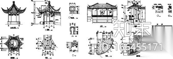 苏式扇面亭建筑方案图cad施工图下载【ID:166455171】