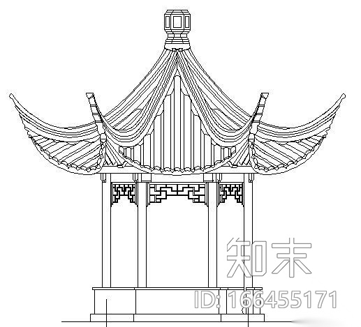 苏式扇面亭建筑方案图cad施工图下载【ID:166455171】